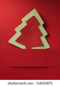 Cristmas Tree Paper Cutting Design Card.