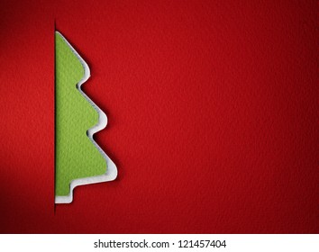 Cristmas Tree Paper Cutting Design Card.