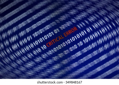 Critical error text in the middle of the computer screen surrounded by one and zero numbers. Spin blur effect is applied to emphasize the text in the middle. - Powered by Shutterstock - Get 15% off with code: PIKWIZARD15