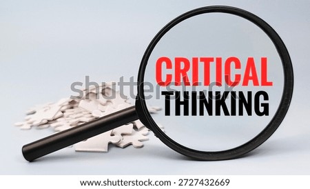 Critical thinking concept with analysis logic problem solving decision making strategy and intellectual reasoning background. 