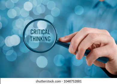 Critical thinking concept. Businessman is focused on critical thinking.