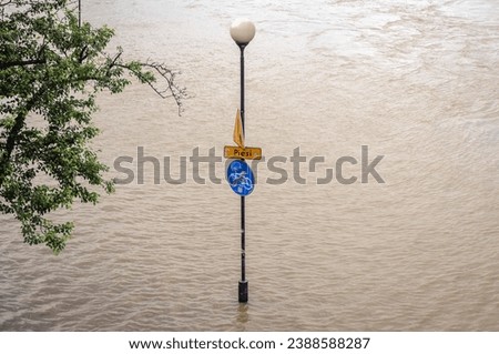 Critically high level of the Vistula River in Warsaw, Poland during 2010 Central European floods