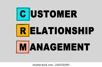 CRM Customer Relation Management Abbreviation On Gray Background, Loyalty Program, Repeat Purchase Frequency Concept