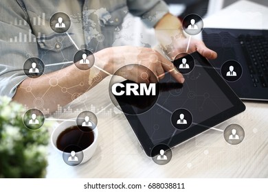CRM. Customer relationship management concept. Customer service and relationship. - Shutterstock ID 688038811