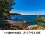 Croatia - beautiful Mediterranean coast landscape in Istria. Porec Adriatic Sea.