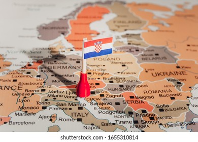 Croatia Flag On Croatia Map