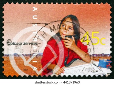 CROATIA ZAGREB, 10 JUNE 2016: A Stamp Printed In The Australia Dedicated To School Of The Air, Education, Outback Services, Circa 2001