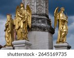 Croatia Zagreb Assumption of the Blessed Virgin Mary Monument Closeup of Golden Angels 