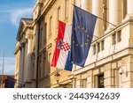 croatian and european flag in a building in zagreb
