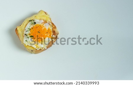 Croc madam sandwich with egg. Top view