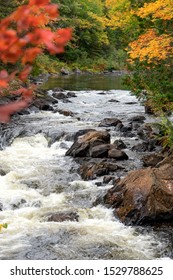 Croches waterfall in autumn. Mont Tremblant National Park. Indian Summer. Quebec. Canada