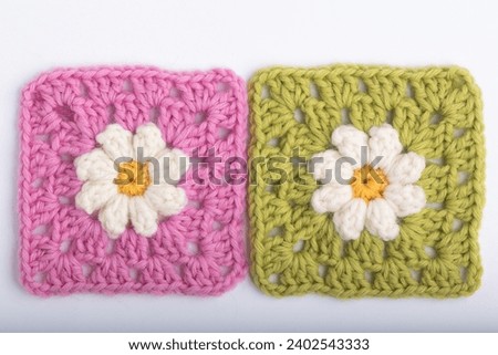 Crochet flower granny square on a white background