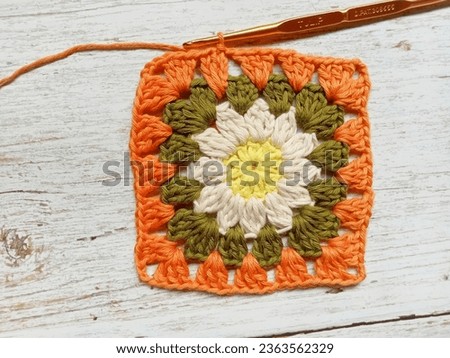 Crochet granny square handmade craft diy background texture