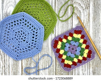 Crochet Granny Square And Hexagon.