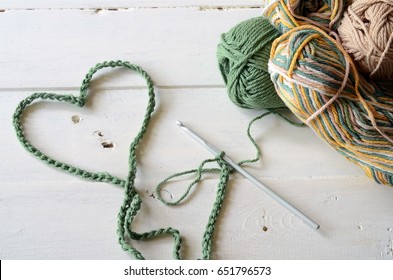 Crochet Heart Symbol And Crochet Yarn