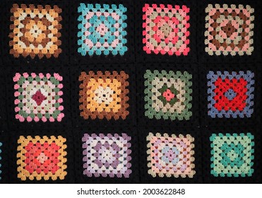 Crochet Knit Squares Multi Coloured