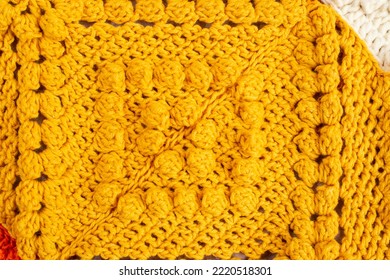 Crochet Pattern With Bubble Stich Yellow Colored Thread