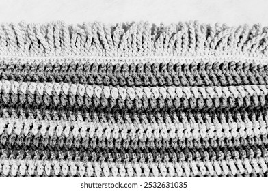 Crochet pattern for prayer mat project from cotton yarn and thread. Created handmade by the continuous knitting as handicraft inspiration.