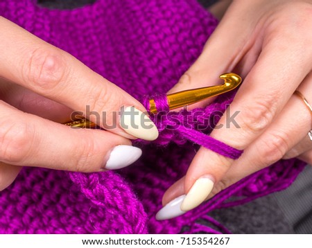 Crochet. Photo on a gray background