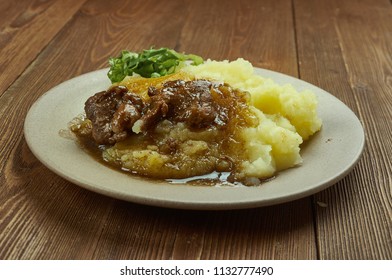 Crock Pot Pork With Mashed Potatoes , Close Up