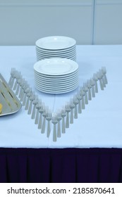 Crockery prepared for occasional events and celebrations - Shutterstock ID 2185870641