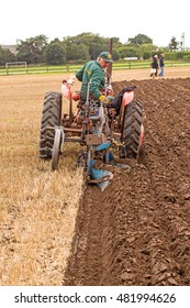 Crockey Hill, York, England 10 September 2016 Bruce Lumsden Dairy Farmer Australia, In The Vintage Hydraulic Plough Of The World Ploughing Contest Driving An International Harvester & Ransomes TS86
