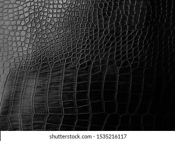 Black​ crocodile genuine leather texture background