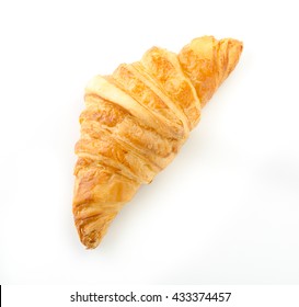 Croissant On White Background. Top View.