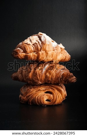 Croissant stack with 3 different kind