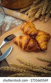 Croissants on the wood table