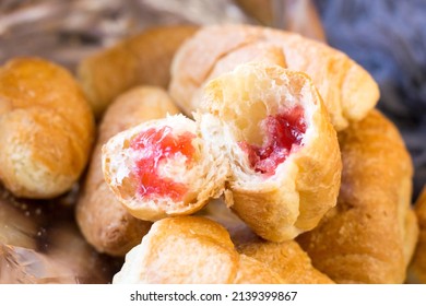 Croissants With Pink Jam So Close