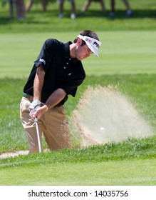 CROMWELL, CT - JUNE 21: Golfer Bubba Watson Chips Out Of The Sand Trap At Hole 5 At The Travelers Championship At TPC River Highlands Golf Course On June 21, 2008 In Cromwell, CT