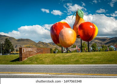 Cromwell, New Zealand - Dec 26, 2018: Fruit Sculpture