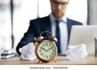 Crop close up of businessman work on laptop write drafts of business startup or project. Male employee or worker prepare report on deadline at workplace in office. Time management concept. - Powered by Shutterstock