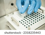Crop compounding pharmacist putting pill into capsule filler