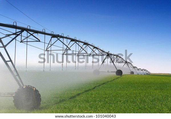 Crop\
Irrigation using the center pivot sprinkler\
system