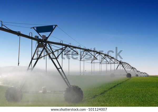 Crop\
Irrigation using the center pivot sprinkler\
system