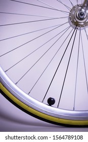 Croped One Bicycle Wheel. Close Up