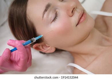 Cropped Close Up Of A Woman Getting Cheek Filler Injections At Beauty Clinic