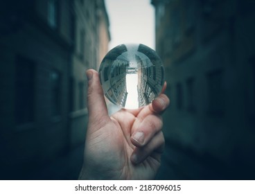 Cropped Hand Holding Crystal Ball