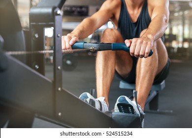 Cropped Image Of Fitness Man Doing Exercise. Work Hard