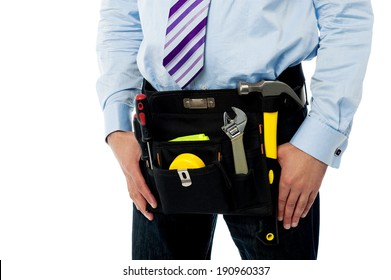 Cropped Image Of A Man With Tool Belt