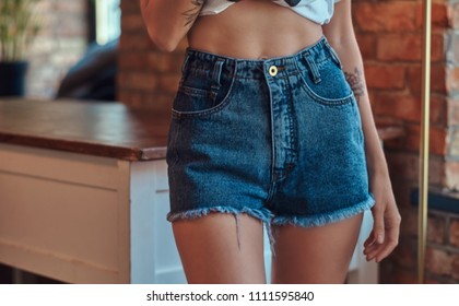 cropped jean shorts