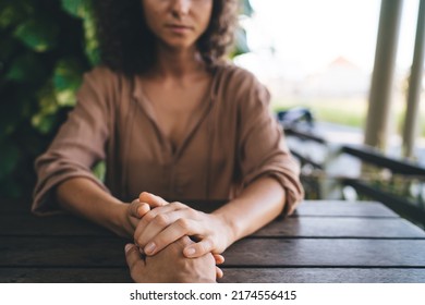 Cropped man and woman holding hands each other during date time for communicate and talking, unrecognizable couple praying togetherness during spiritual assistance and ritual patience for support