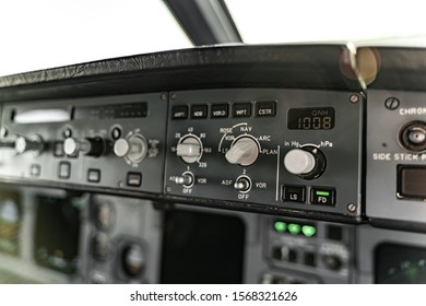 Cropped Photo Of Aircraft Instrument Panel Stock Photo