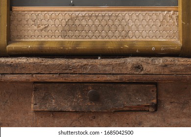 Cropped Photo Of A Retro Old Wooden Coffe Table And Tv, Studio Photo