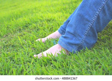 Cropped Portrait Young Girl Feet Lonely Stock Photo 488841367 ...