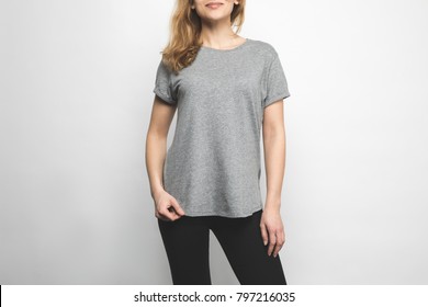 Grey t shirt model Images, Stock Photos 