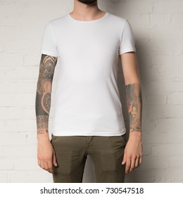 Cropped Shot Man Blank White Tshirt Stock Photo 730547518 | Shutterstock