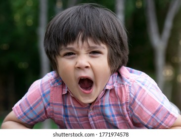 Cropped Shot Tired Child Yawning And Get A Cold During Weather Change, Child Having Allergy While Playing In The Park,kid Has Reflection Or Hay Fever From Dust Mite, Allergies In Kids